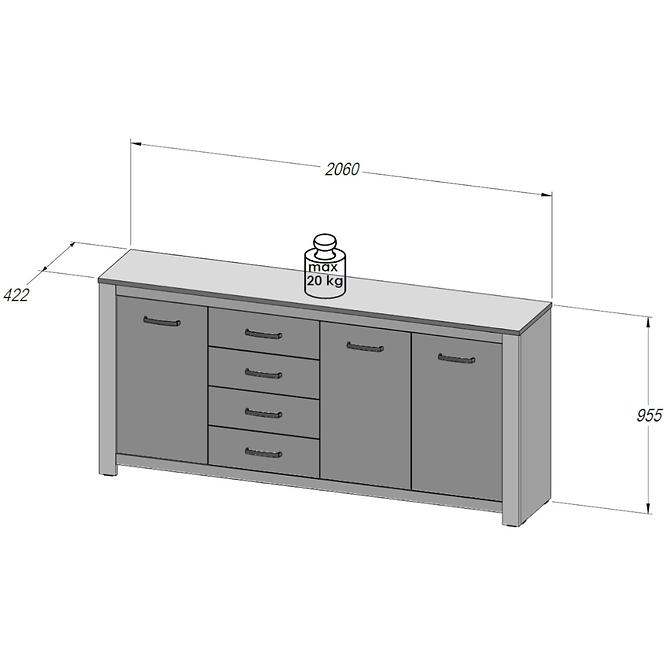 Kommode Havanna 3D4S  Antiqued Eiche