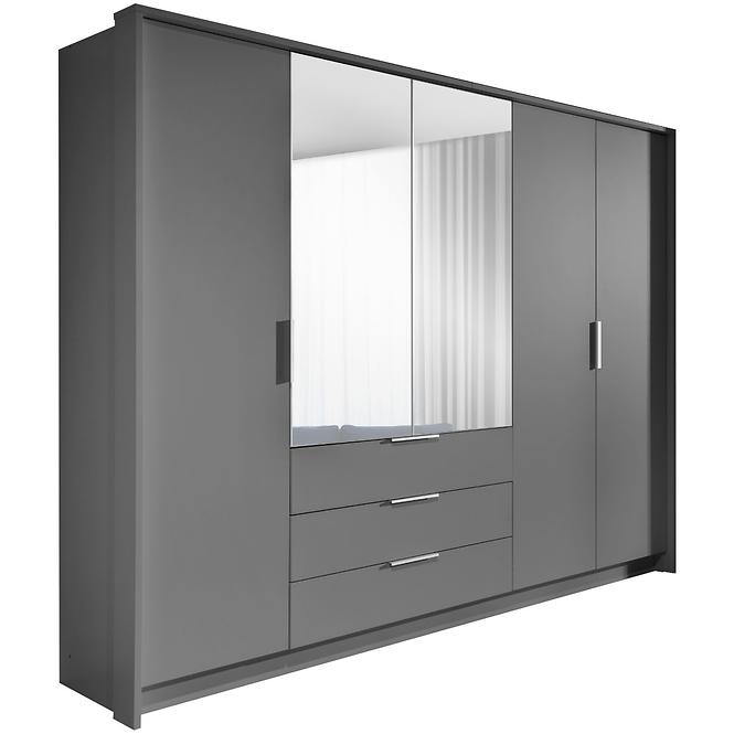 Schrank Togo 255cm Graphit/Spiegel