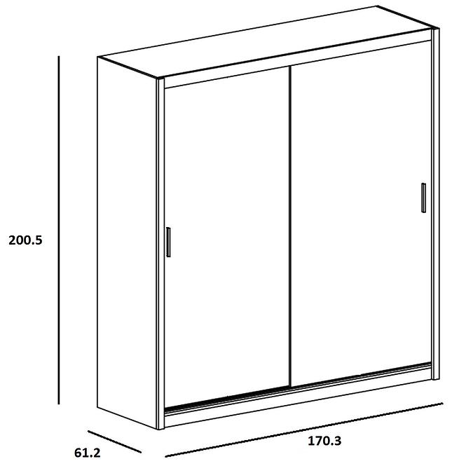 Schrank Winn 170cm Eiche Sonoma/Spiegel