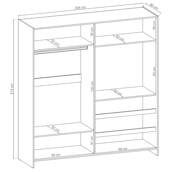 Schrank Tv 200cm Graphit/Spiegel