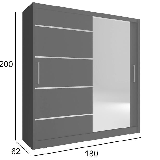 Schrank Maja I Alu 180cm Graphit/Spiegel