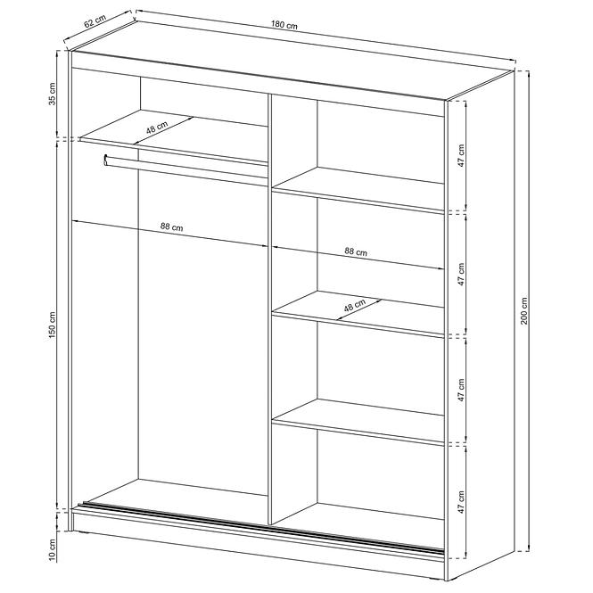 Schrank Maja I Alu 180cm Graphit/Spiegel