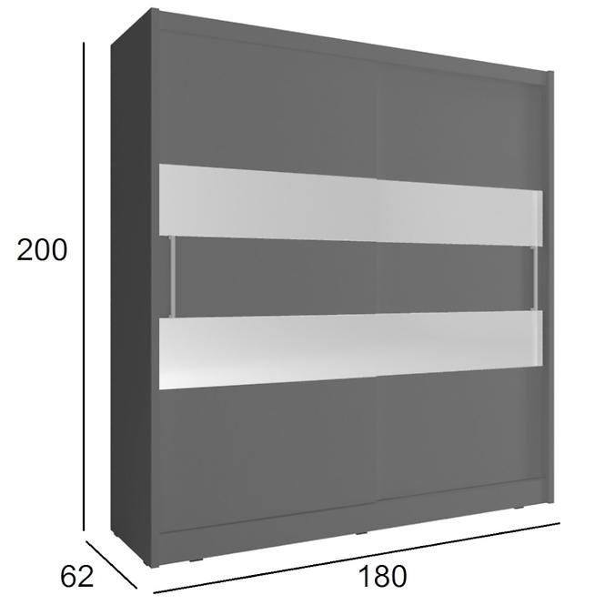 Schrank Maja II 180cm Graphit Z 2 Spiegelstreifen