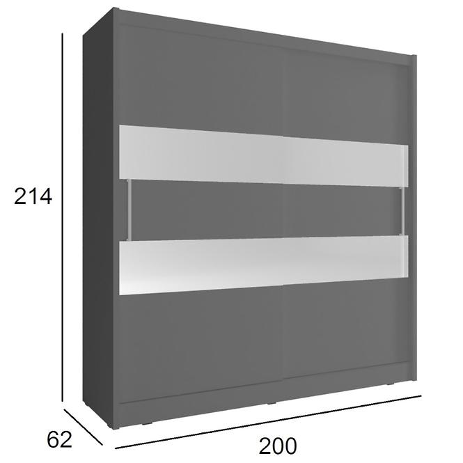 Schrank Maja II 200cm Graphit Z 2 Spiegelstreifen