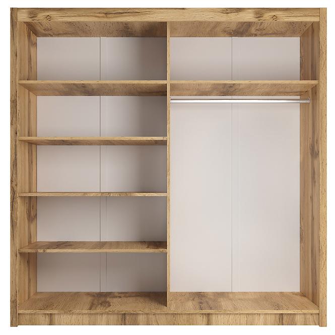 Schrank Verona 200cm Eiche Wotan/Schwarzes Glas