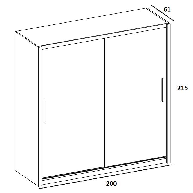 Schrank Verona 200cm Eiche Wotan/Spiegel