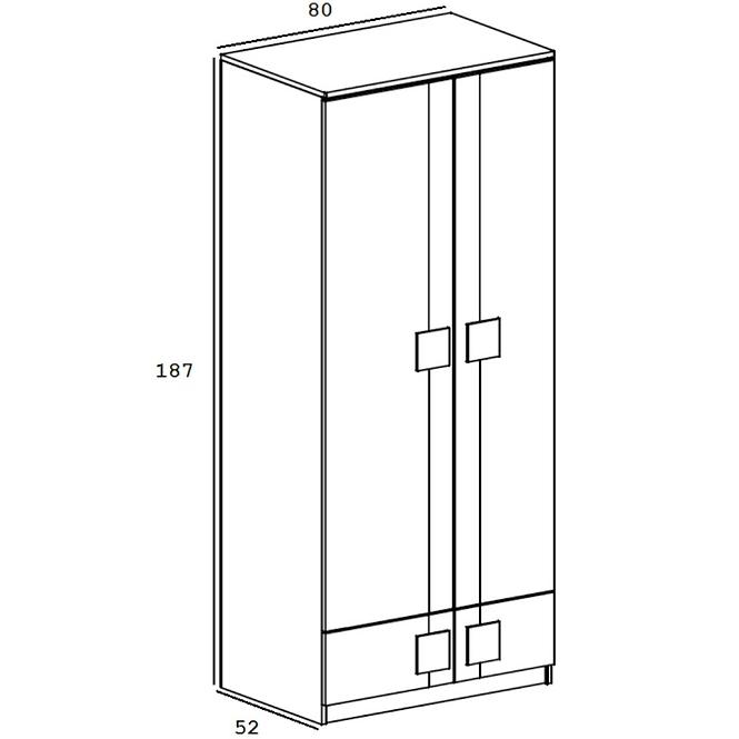 Schrank Gumi G1 80cm Weiß/Anthrazit