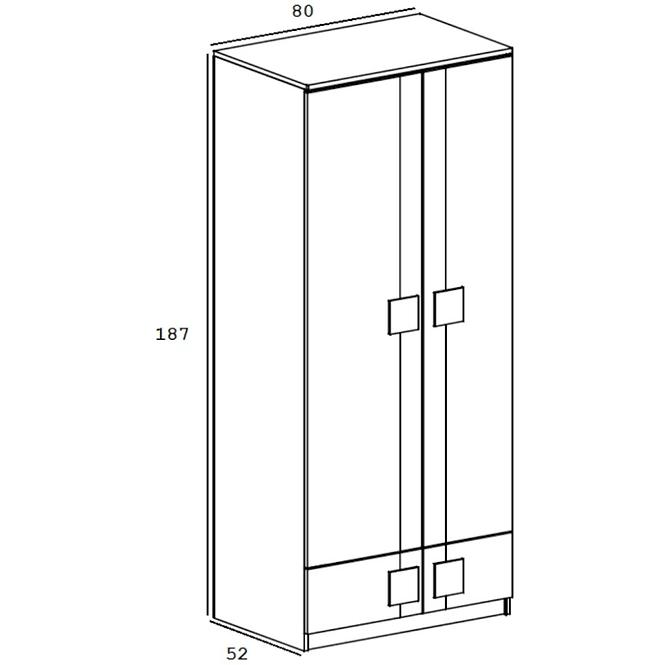 Schrank Gumi G1 80cm Eiche Samanta/Grau