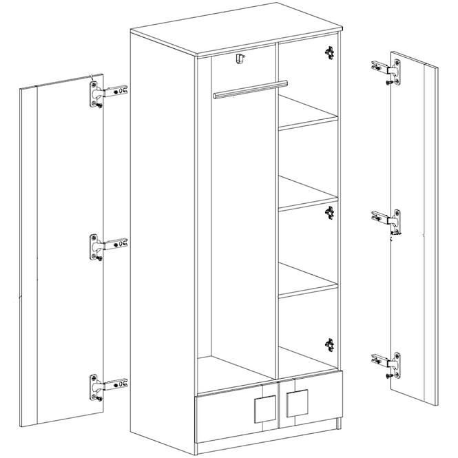 Schrank Gumi G1 80cm Eiche Samanta/Grau