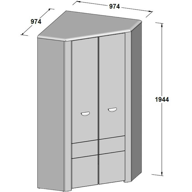 Schrank Yoop Yps92 97,4cm Eiche Sonoma/Grau