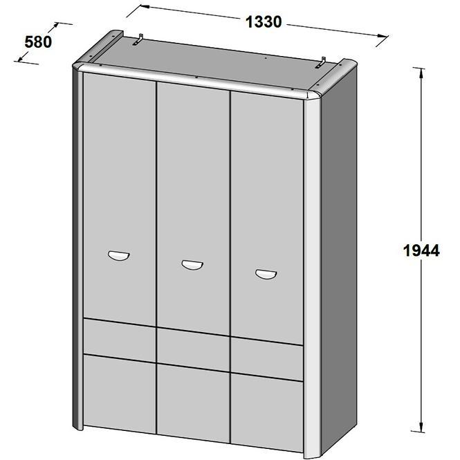 Schrank Yoop Yps83 133cm Eiche Sonoma/Grau