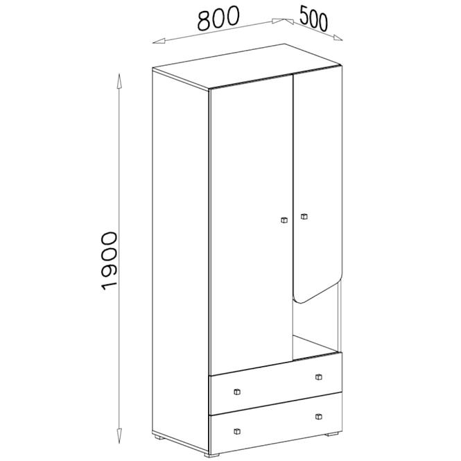 Schrank Delta 80cm Eiche/Antacit