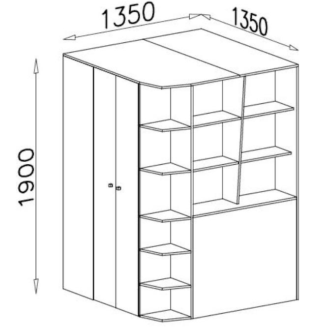 Schrank Delta 135cm Eiche/Antacit