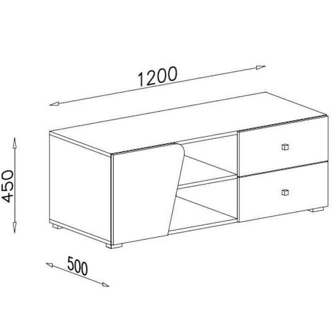 Tv Tisch Delta 120cm Eiche/Antacit