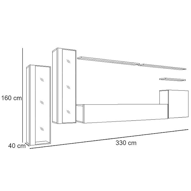 Wohnwand Switch Glass+Led Xi Weiß