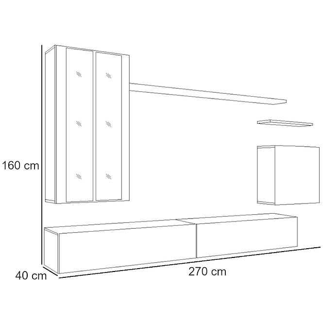 Wohnwand Switch Glass+Led Xii Weiß/Wotan