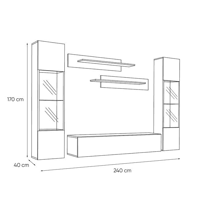 Wohnwand Fly A3+Glas Schwarz