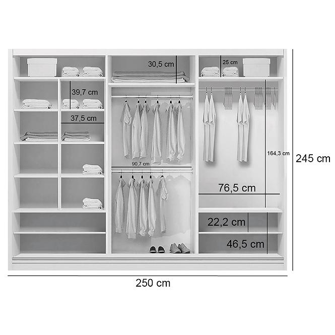 Schrank Aniela A25 250 Spiegel/Weiß