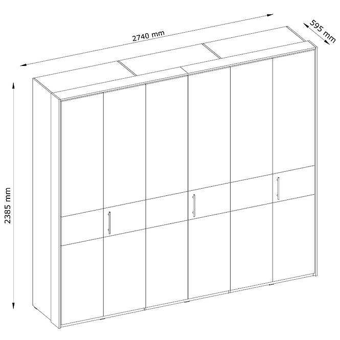 Schrank Isti 6 Türen Sonoma Eiche / Weiß Glanz