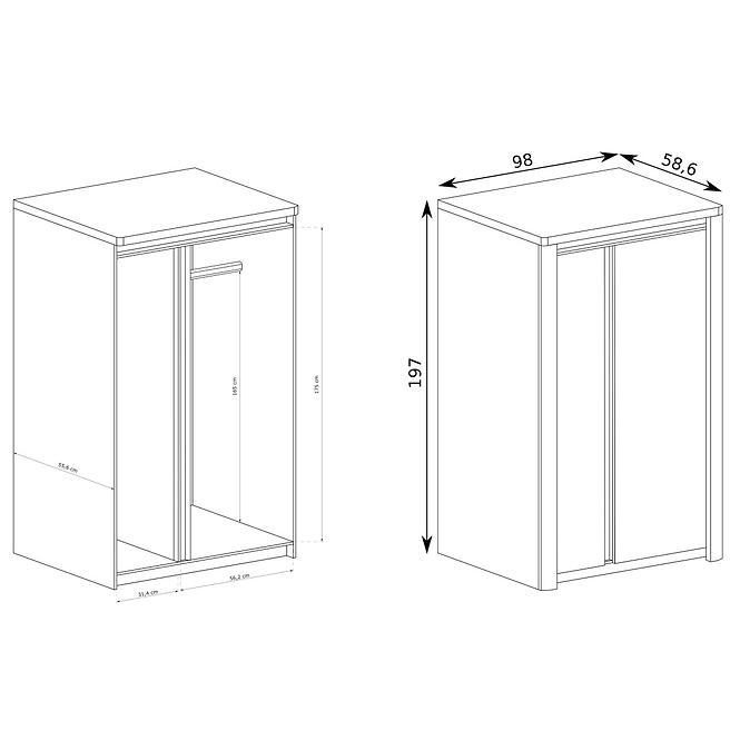 Schrank Livinio L1 Ribbeck/Weiß Glänzend