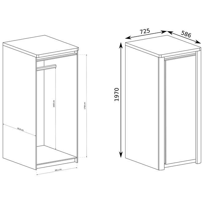 Schrank Livinio L2 Ribbeck/Weiß Glänzend