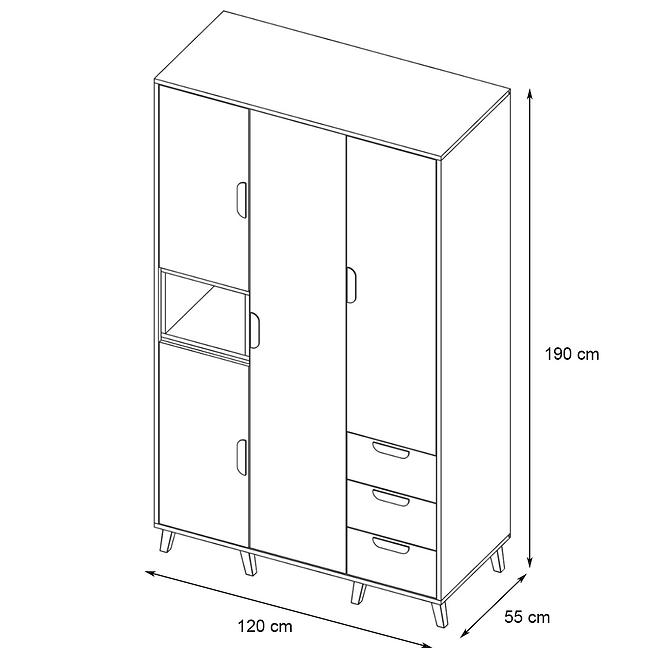 Schrank Joker 1 120 Weiß / Graphit / Grau / Lefkas Eiche