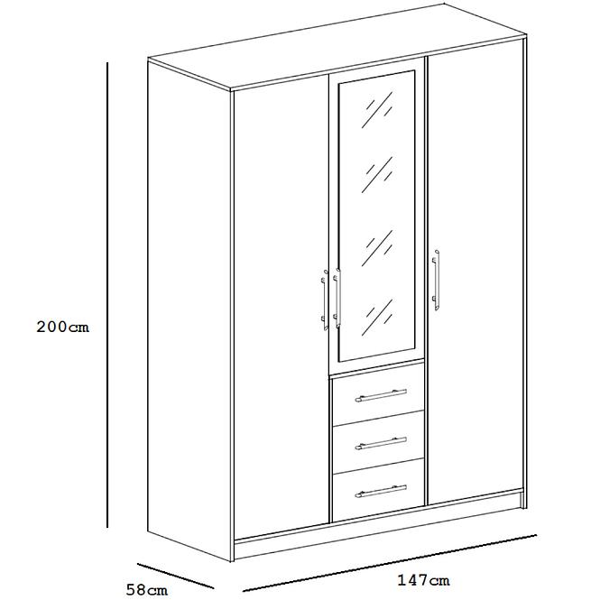 Schrank Bali D3 Graphit/Spiegel