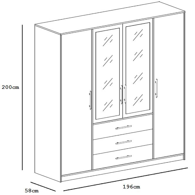 Schrank Bali D4 Blau/Spiegel