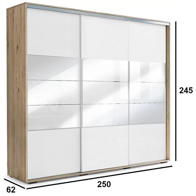 Schrank Milena A26 250 Spiegel Craft Golden/Weiß