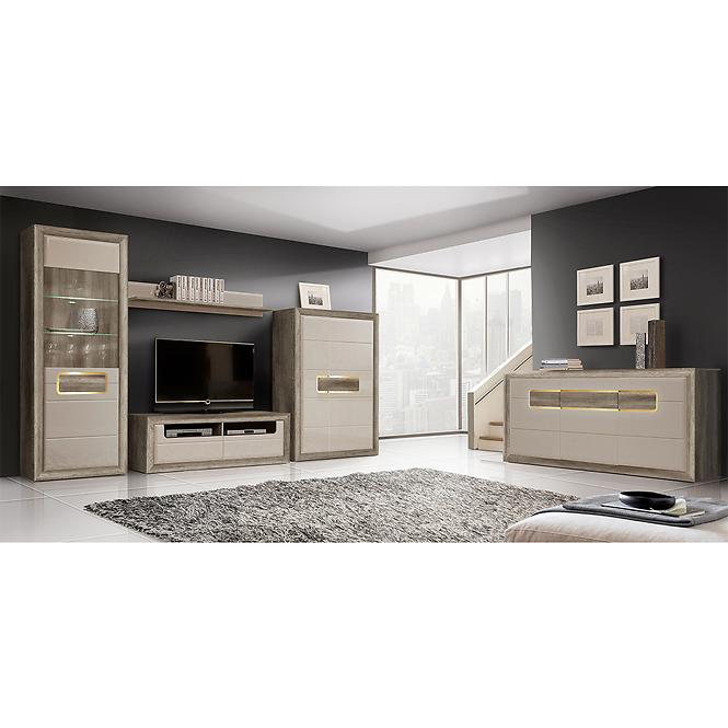 Schrank Tiziano Tzs721r Eiche Antik / Beige Glanz