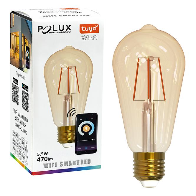 POLUX LED-Lampe ST64 E27 Bernstein 5.5W 1800-2700K WIFI TUYA