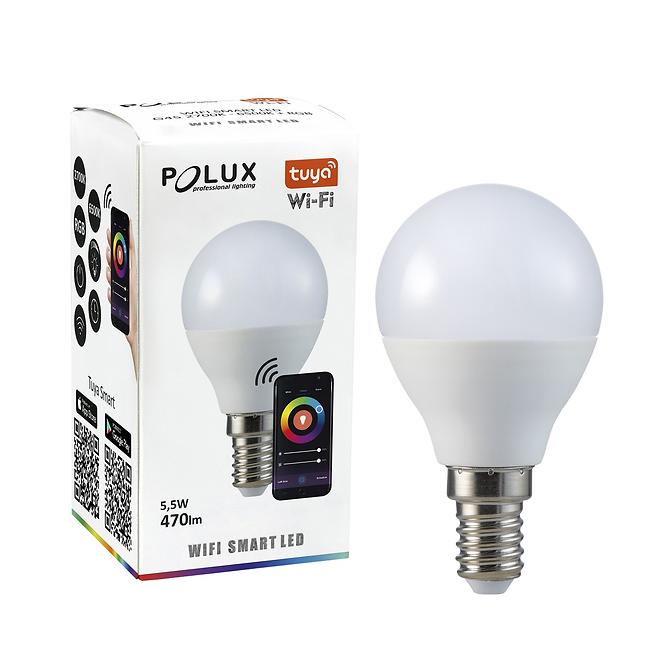 Žárovka Polux LED G45 E14 5W 2700-6500K + RGB WIFI Tuya