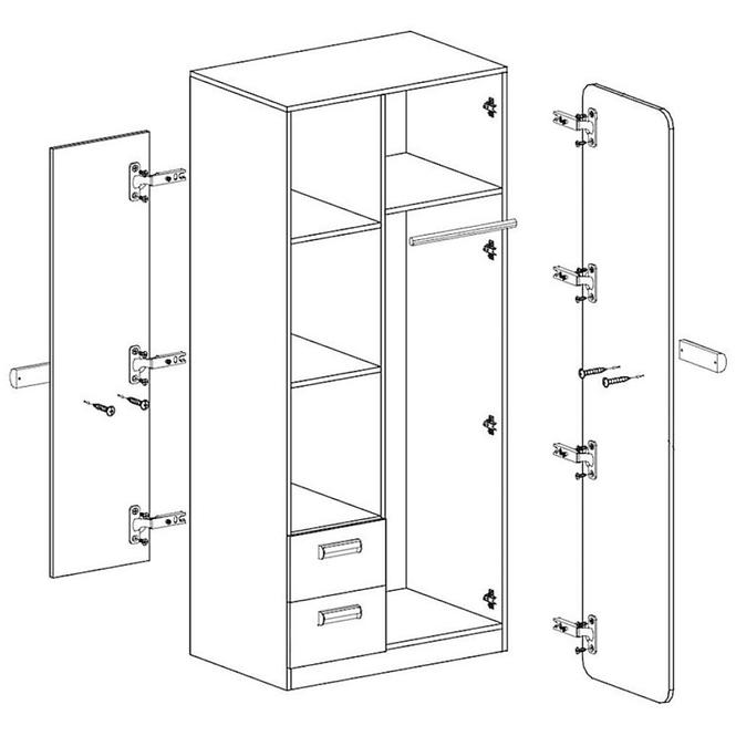 Schrank Lorento 80cm Asche/Kräuter