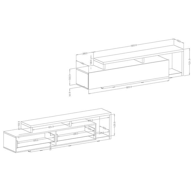 TV tisch Bota 40 Antracyt/ Beton Ribbec