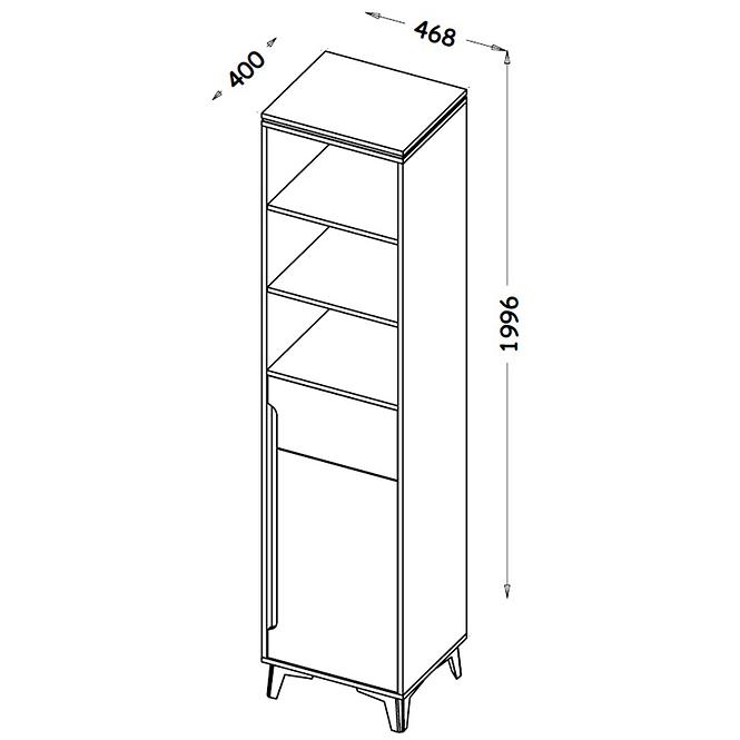 Regal Gappa 1D2P Esche/Weiß