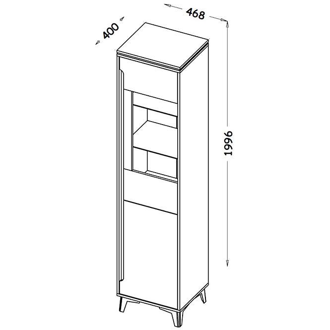 Vitrine Gappa 1D Esche/Weiß