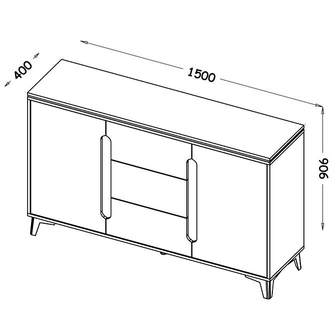 Kommode Gappa 2d3s Esche/Weiß