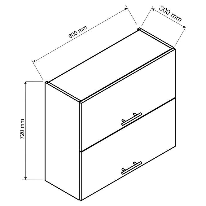 Küchenzeile Adele W80grf/2 Weißer Punkt/Weiß