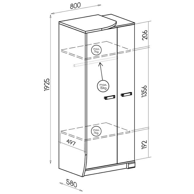 Schrank Romero R1l 2d Eiche Can./Arusha