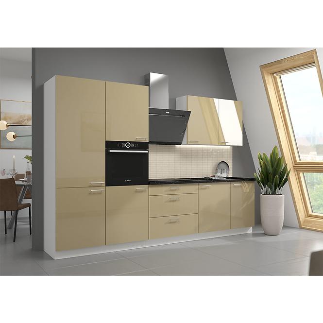 Küchenzeile Lara 310 Mdf Cappuccino Glänzend ohne Arbeitsplatte