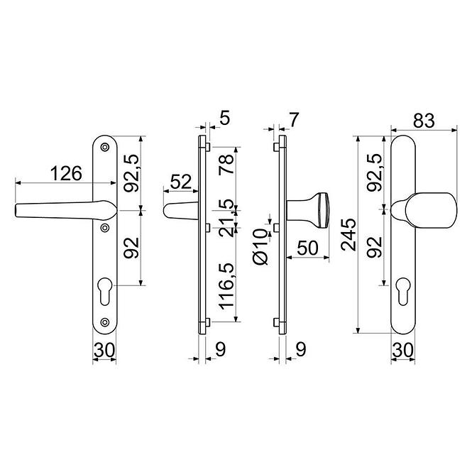 Aluminiumbeschläge RHD.005.92.F4