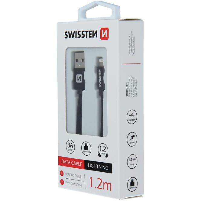 Datenkabel Swissten Textile USB / Lightning 1.2 m schwarz