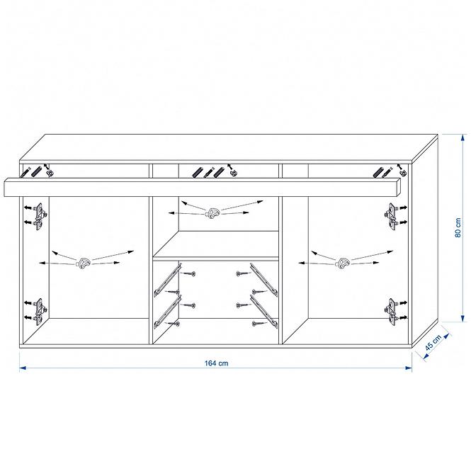 Kommode Samba 164cm Pflume