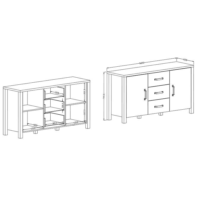 Kommode Olin 26 Appenzeller Fichte / schwarz