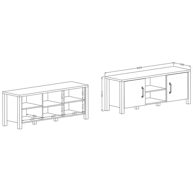 Tv Tisch Olin 41 Appenzeller Fichte / schwarz