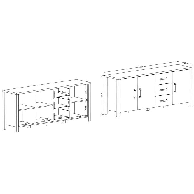 Kommode Olin 47 Appenzeller Fichte / schwarz