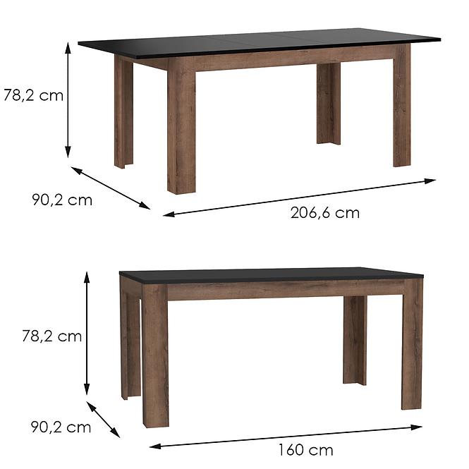 Tisch ACHACY eiche/eiche schwarz