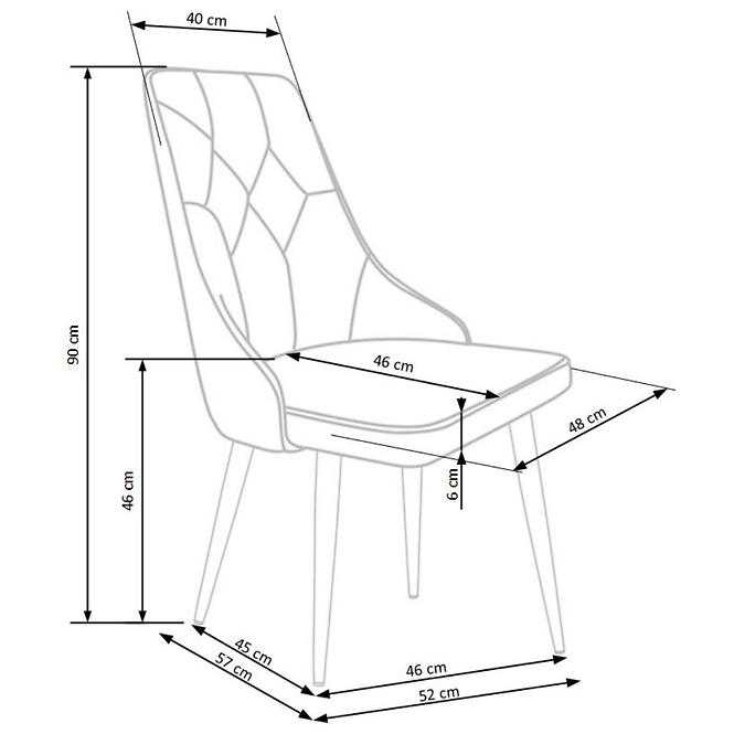 Stuhl K365 Stoff velvet/Metall dunkelgrün