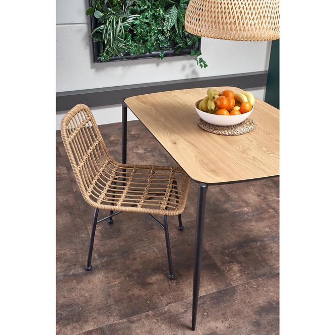 Stuhl K401 Rattan/Stoff/Metall Natural/Schwarz