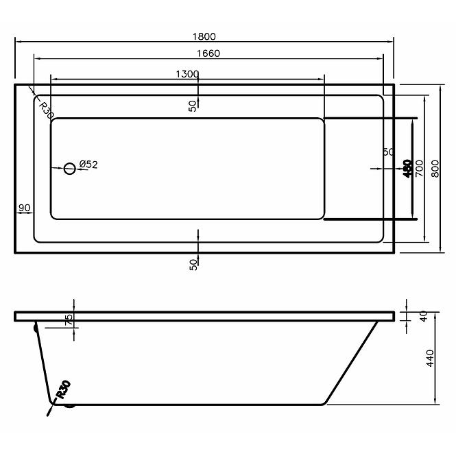 Badewanne Lina 180x80